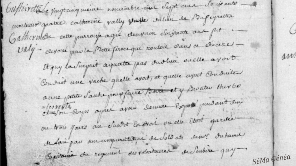 Mort causée par la bête du Gévaudan